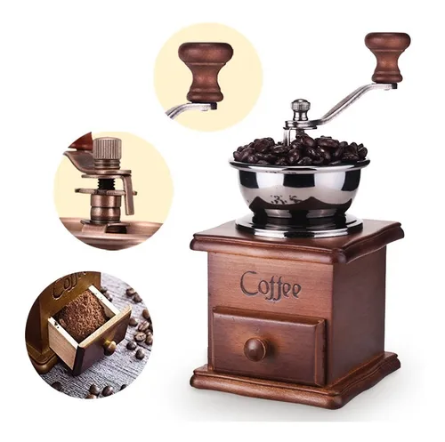 Molino De Café Manual Portátil De Madera Vintage - Marrón