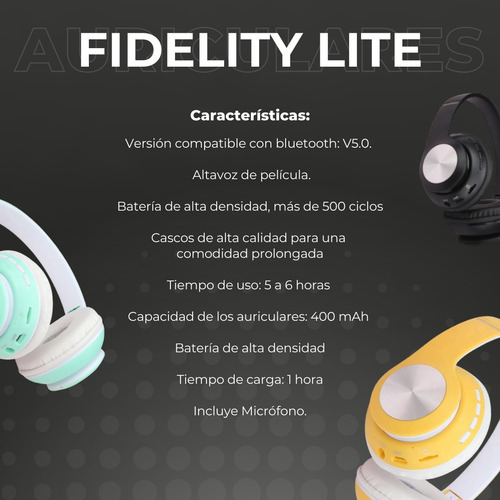 Auriculares Inalámbrico Wollow Fidelity Lite Bluetooth 6 Hs