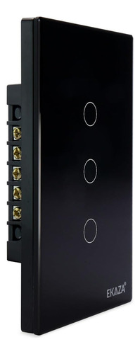 Interruptor Zigbee Inteligente 3 Botões Smart Touch Alexa Cor Preto