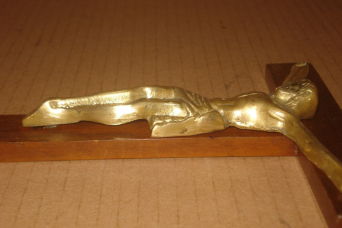 Vint_retro Crucifijo Antiguo Jesucristo Bronce (Usado)