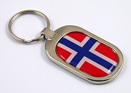 Llavero De Automoción, Noruega Bandera Llavero Metal Cromado