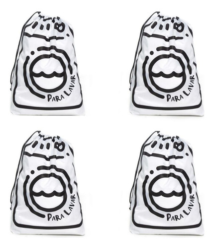 Kit 4 Sacos Organizador Roupa Suja Dobrável Multiuso Branco