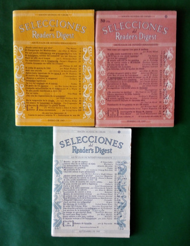 3 Revistas Selecciones Del Readers Digest 1943