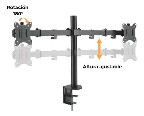 Imagen 4 de 8 de Soporte Para Dos Monitores Brazos Monitor 14 A 27 Pulgadas