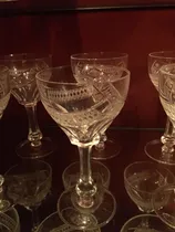 Comprar Juego Copas De Cristal Tallado Con Botellon Y Jarra