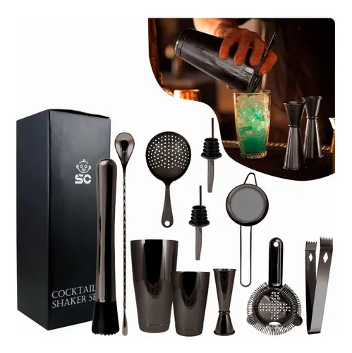 comprar Kit Cóctel 11 Piezas Acero Coctelera Barman Boston 11 Piezas