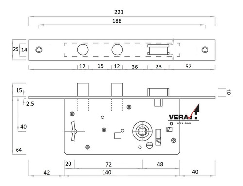 Imagen 2 de 10 de Cerradura Puerta De Frente Seguridad Doble Perno Divo 1201