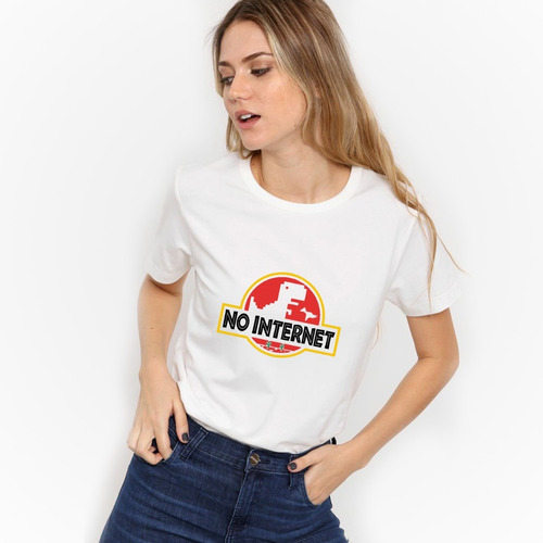 Imagen 3 de 6 de Remera No Internet Dinosaurio Hombre Mujer Niños