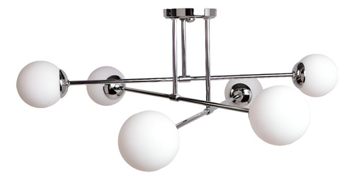 Plafon Araña Spa Elyn Cobre - Cromo Globo 6 Luces Apto Led