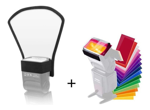 Flash Speedlite Difusor Reflector Y 12 Piezas Filtro Color