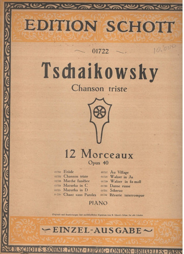  Partitura Orig. Canción Triste De Tschaikowsky Para Piano