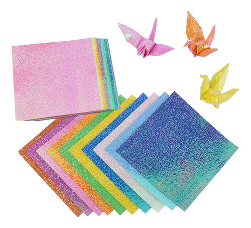 50 Hojas Papel Origami Tornasol 15cm Doble Cara