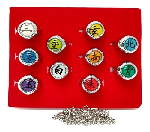 Naruto Clan Akatsuki Estuche X 10 Anillos Cosplay