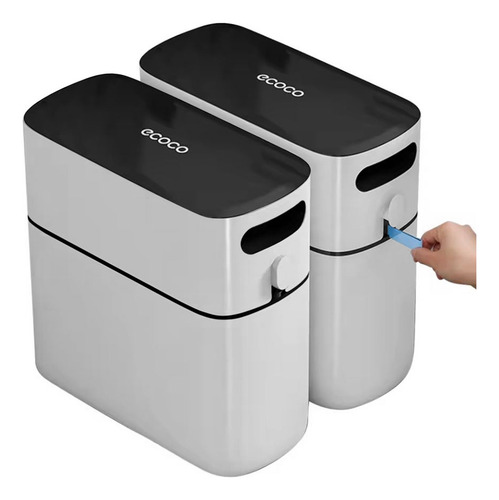 Cesto Tacho De Basura, Hermético, 10lts C/bolsa Ecoco, 13748 Color Blanco