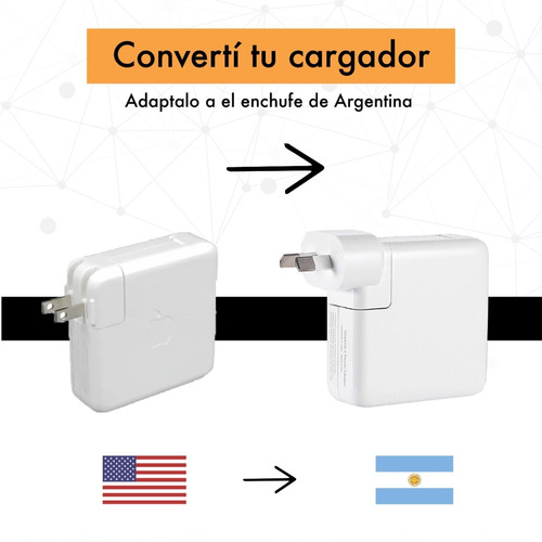 Imagen 3 de 10 de Adaptador Para Cargador Macbook Pro Air iPad Toma Argentina