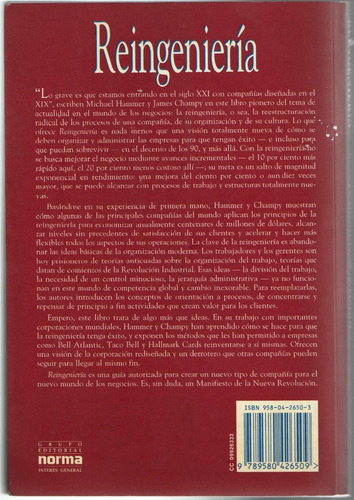 Reingeniería, Michael Hammer Y James Champy, (Usado)