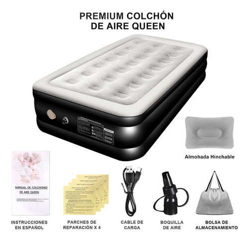 Colchón De Aire Individual Inflable Con Bomba Y Almohada