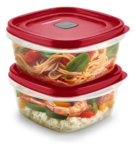 Recipientes De Almacenamiento Rojo 5 Tazas 2 Unidades Con Ta