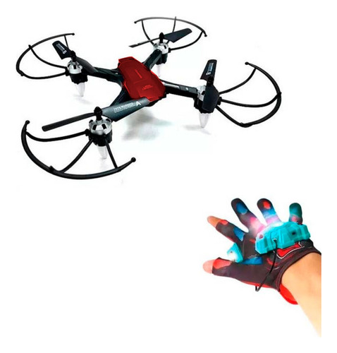 Drone Con Camara  Control Remoto Por Inducción Mano Guante Color Rojo