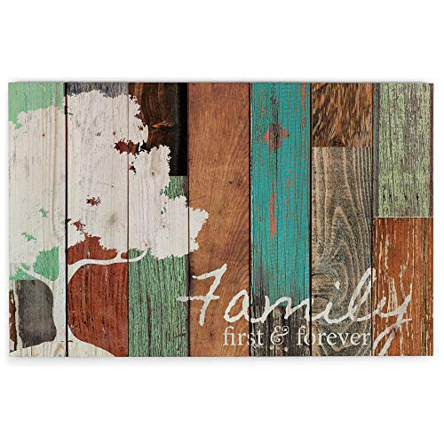 Family First &amp; Forever Multicolor Tree Rustic 16 X ...