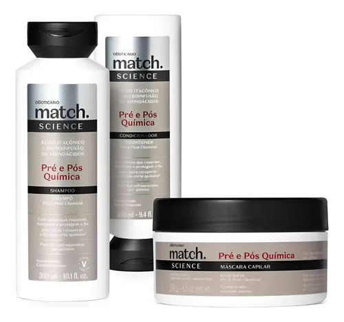 Kit Match Science Pré Pós Química(sham/cond/máscara)