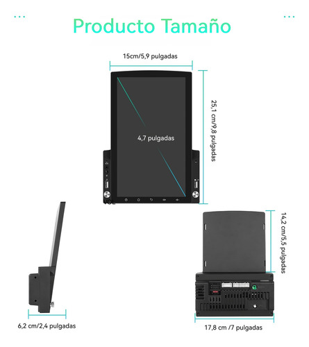 Zk Pantalla Vertical Estéreo Para Coche 2din 7 Base Android