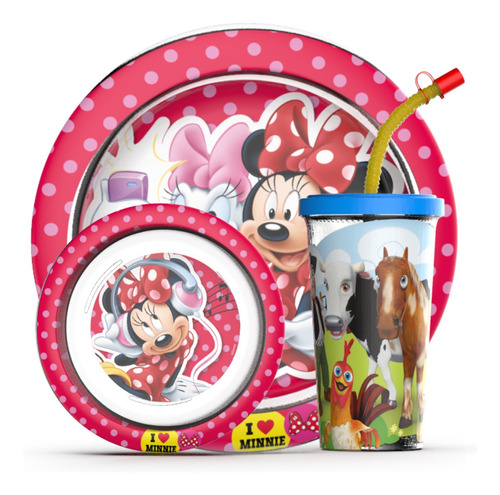 Set Promoción Infantil Personajes Plato + Vaso Sport + Bowl