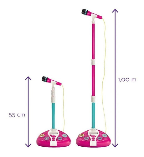 Microfone Infantil Com Pedestal Barbie Funciona De Verdade