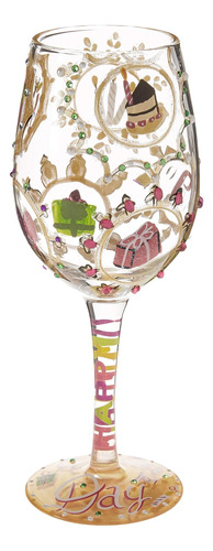 Designs By Queen For Day Copa Vino Artesanal Pintada 15 Oz