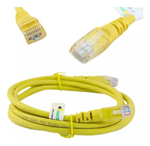 Cabo De Rede Cat5e 1,5m Utp Amarelo Com Anatel Rj45