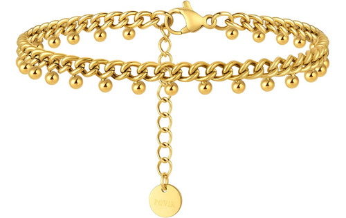 Povik Gold Chain Bracelet For Women, Adjustable Paperclip Li