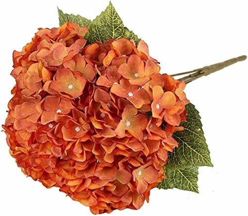 Hortensias Artificiales 1 Ramo -5flores-diam16cm.- Naranja