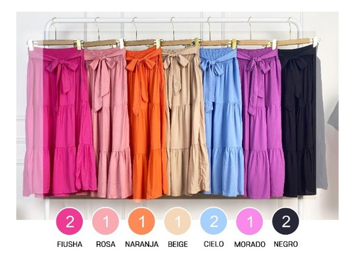 10 Pz Falda Larga Casual Fresca Unitalla Dama Playa