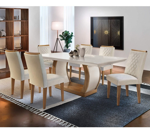 Conjunto Sala de Jantar 6 Cadeiras Kate Espresso Móveis