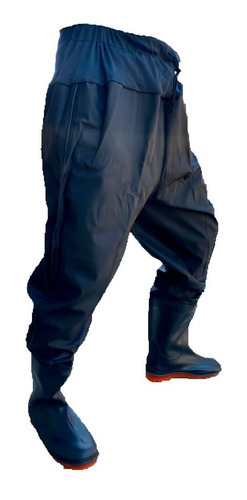 Pantalon Wader Negro Tiro Alto Ideal Vadeo Bota Termosellada