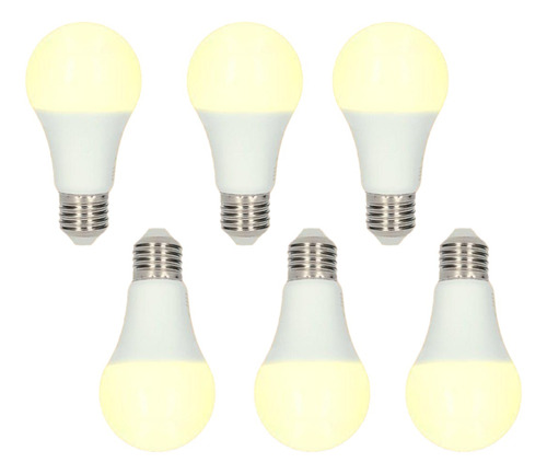 Kit 6 Piezas Foco Led Para Casa 12w Ahorradores Bombilla E27 Luz Blanco Cálido