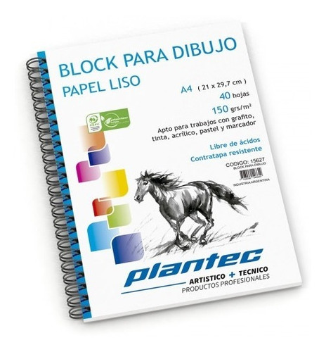 Block A4 Liso Anillado Lateral 150grs. X40 Hojas Plantec