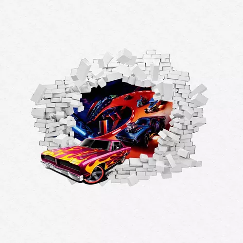 Adesivo de Parede Buraco Falso Carros Relâmpago Mcqueen 3D