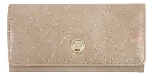 Cartera Para Dama Elegante Costuras Rombo Moda Wr-2064 Color Hueso / Cream