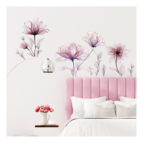 Sktffr Flores Flores Moradas Pegatinas De Pared Pvc Decoras