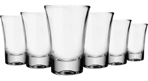 Kit con 6 vasos de vidrio Olé Dose Shot y Cachaça Nadir de 60 ml, color transparente