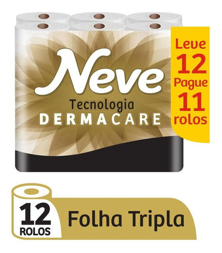 Papel Higiênico Supreme Folha Tripla Com 12 Rolos Neve