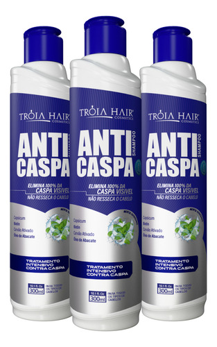 3 Shampoo Anti Caspa Condicionante Troia For Men 3000ml