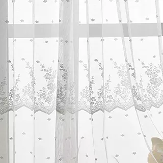 Romantic White Lace Curtain For Sliding Glass Door Parl...