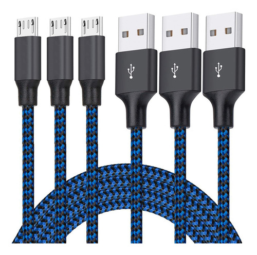 Cable Micro Usb, Cable De Cargador De Android De 3 Pies Y 6