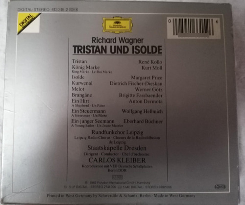 Wagner - Tristán Und Isolde - Price - Kollo / Carlos Kleiber (Usado)
