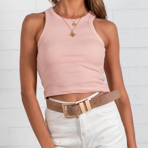 / Blusa Feminina Com Decote Ombre E Blusa Sem Mangas
