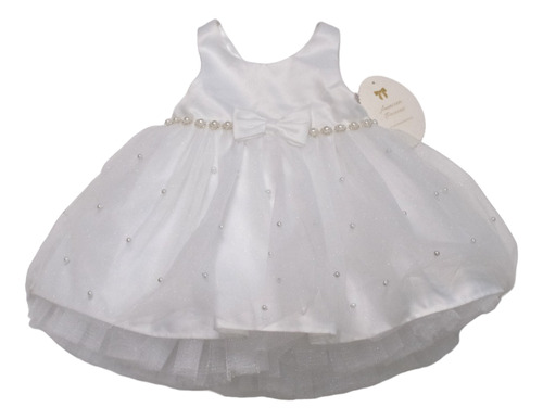 Vestido Niña American Princess Blanco Tul Y Perlas 18 Meses