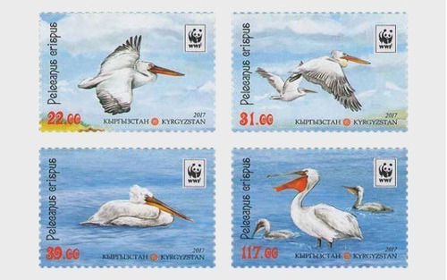 2017 Wwf Aves- Pelicanos- Kirguistán (sellos) Mint