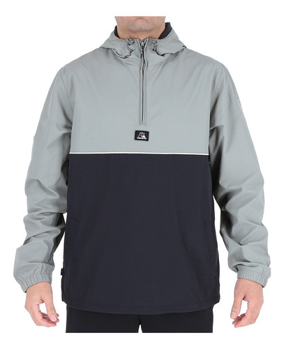 Cortaviento Hombre Half Zip Gris Claro